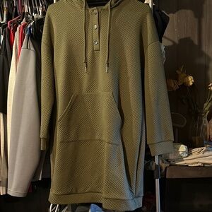 Olive Green Hooded Sweatshirt Dress